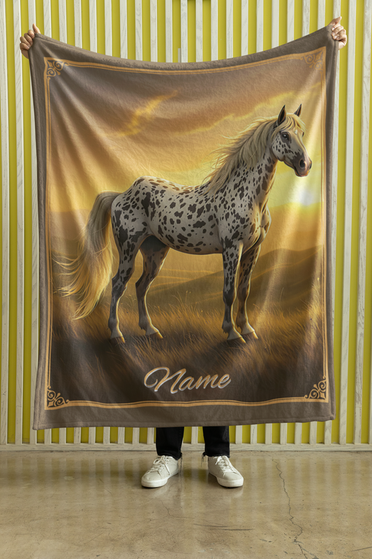 Personalized Appaloosa Sunset Throw Blanket - 50"x60" Custom Name Blanket