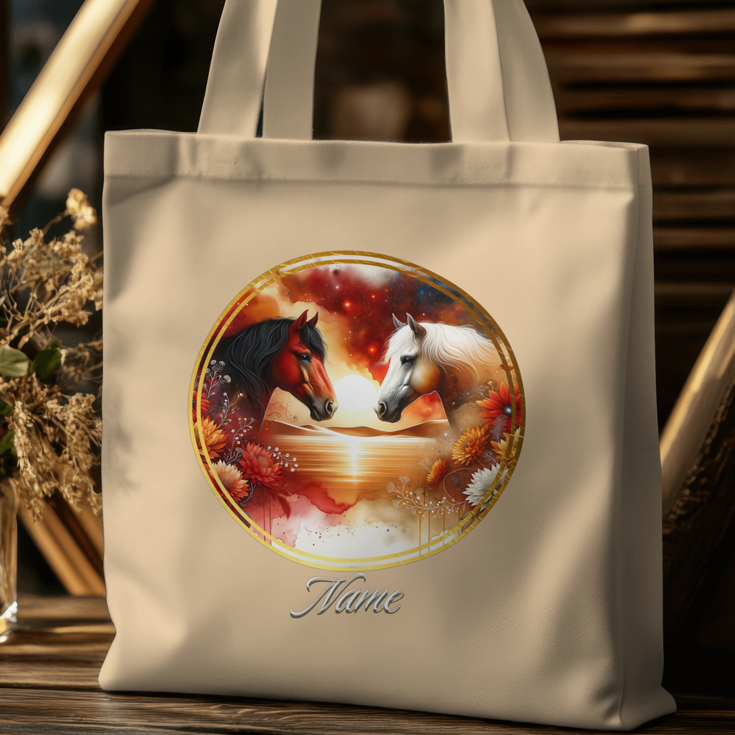 Personalized Bay and Palomino Horses Eco Tote Bag