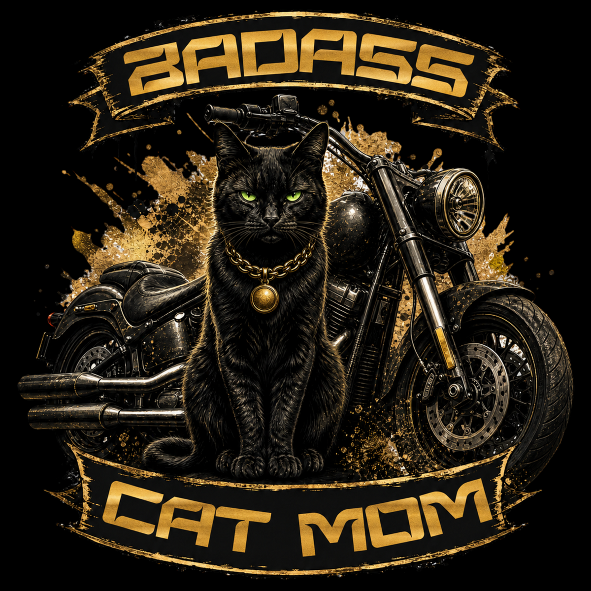 Black Cat Badass Cat Mom Biker Classic Tee