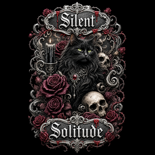 Black Cat Silent Solitude Gothic Classic Tee