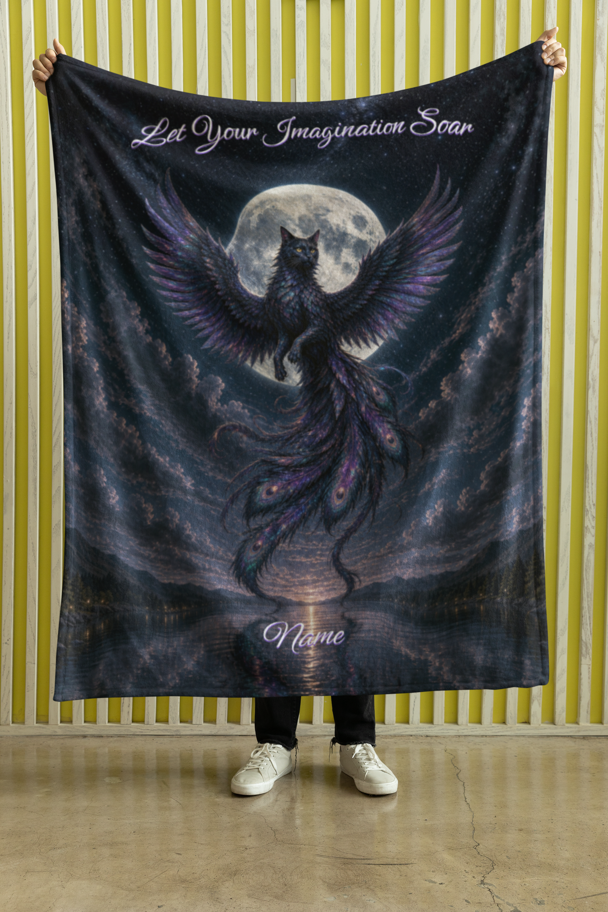 Personalized Black Cat Phoenix Throw Blanket
