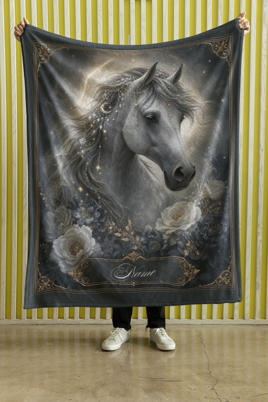 Personalized Celestial Grey Arabian Throw Blanket