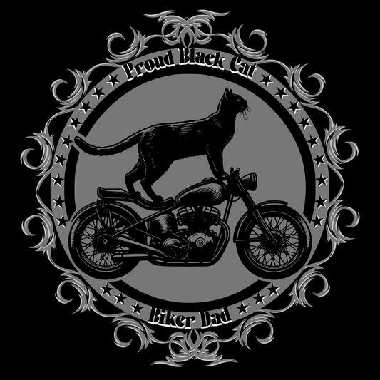 Proud Black Cat Biker Dad Classic Tee