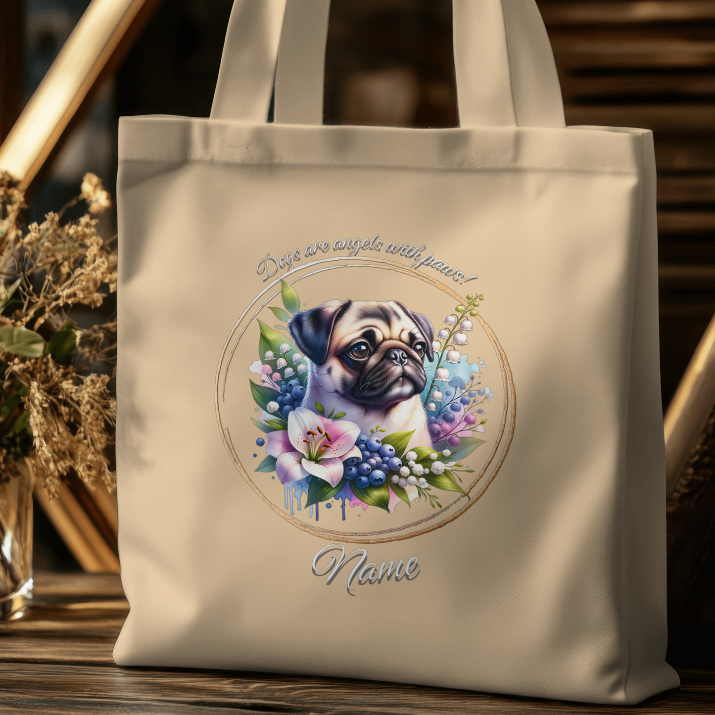 Personalized Pug Eco Tote Bag