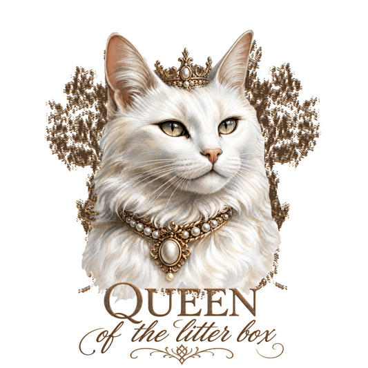 White Cat Queen of the Litter Box Classic Tee
