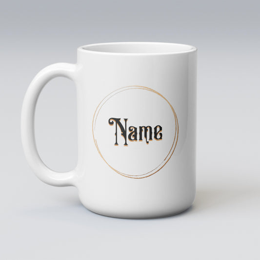 Personalized Blue-Eyed Black Panther with Purple Clematis and Roses Mug — Custom Name Gift