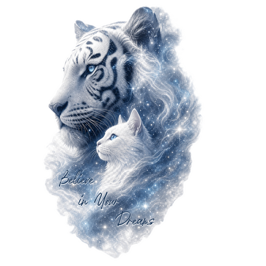 White Tiger & Cat Believe in Your Dreams Classic Tee
