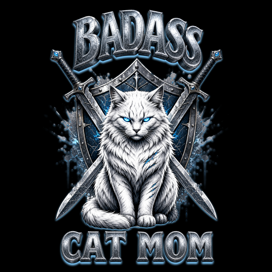 White Cat Badass Cat Mom Classic Tee