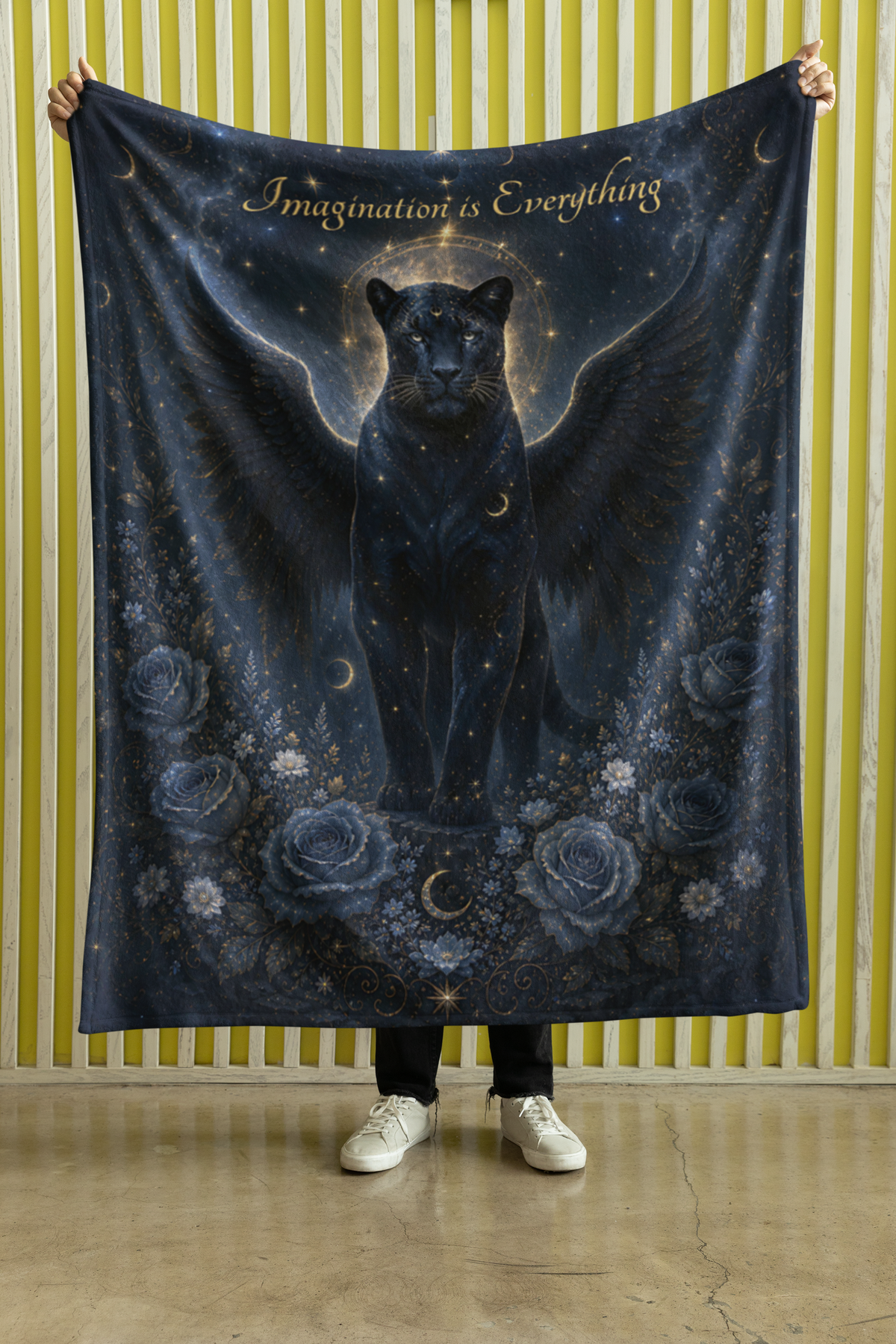 Majestic Winged Panther Throw Blanket