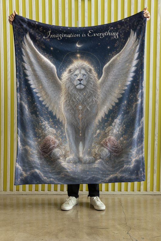 Majestic Winged White Lion Throw Blanket