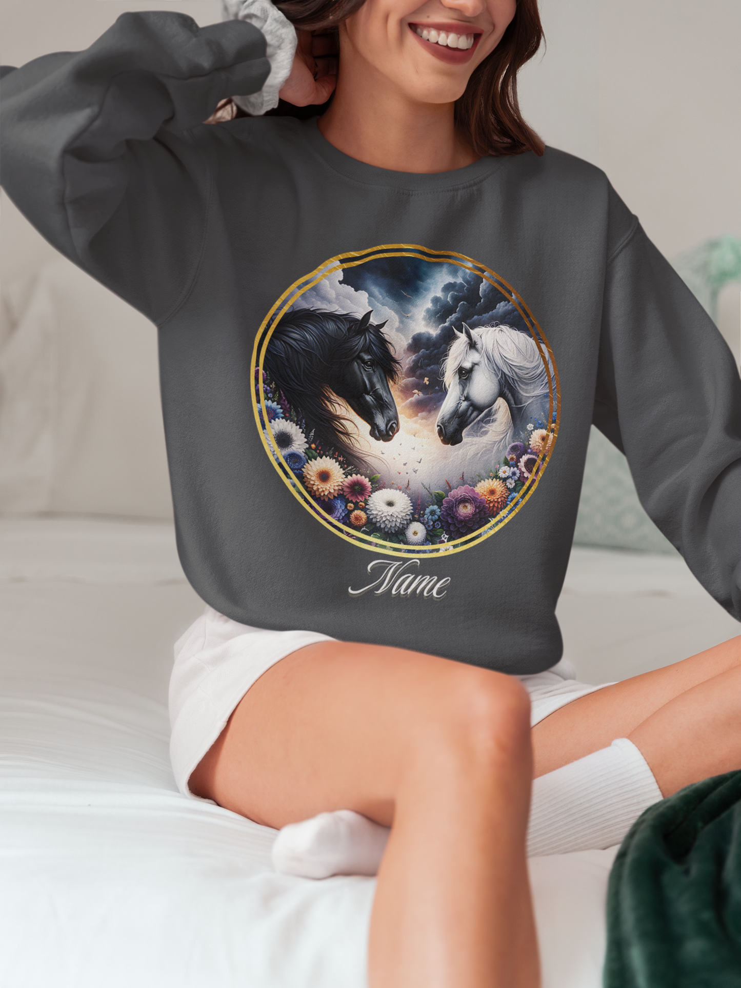 Black & White Horses Personalized Sweatshirt