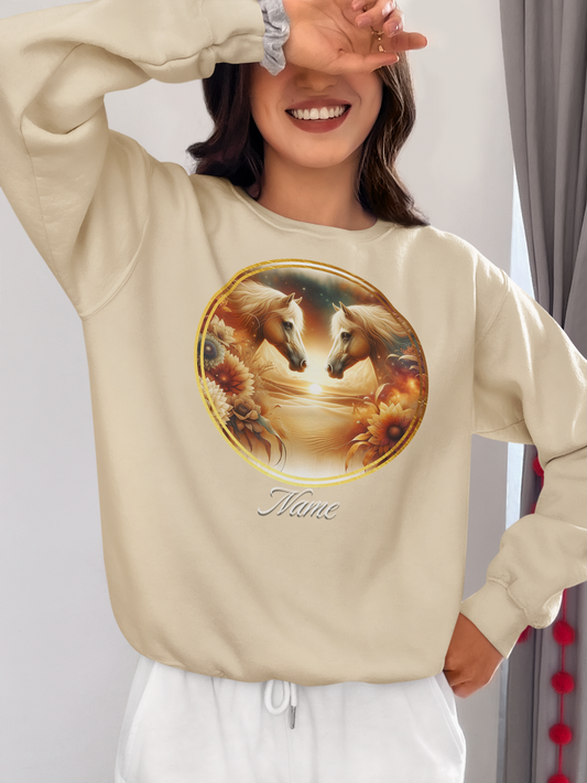 Two Palomino Horses Sunset Personalized Sweatshirt