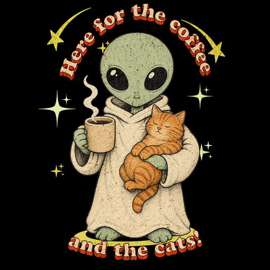 Alien Ginger Tabby Cat & Coffee Classic Tee