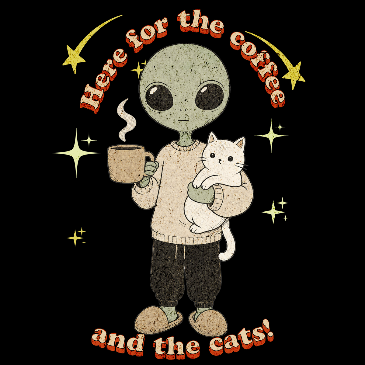 Alien White Cat & Coffee Classic Tee