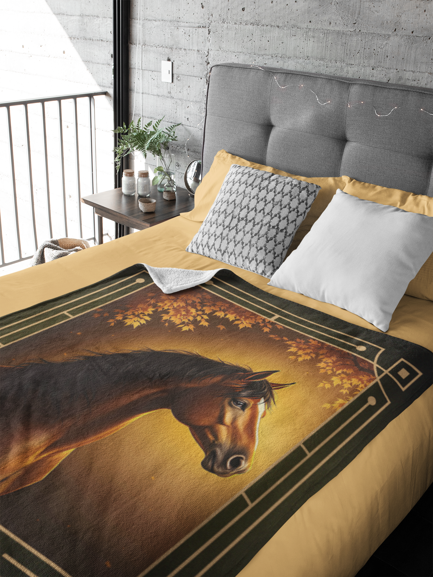 Personalized Autumn Bay Horse Throw Blanket - 50"x60" Custom Name Blanket