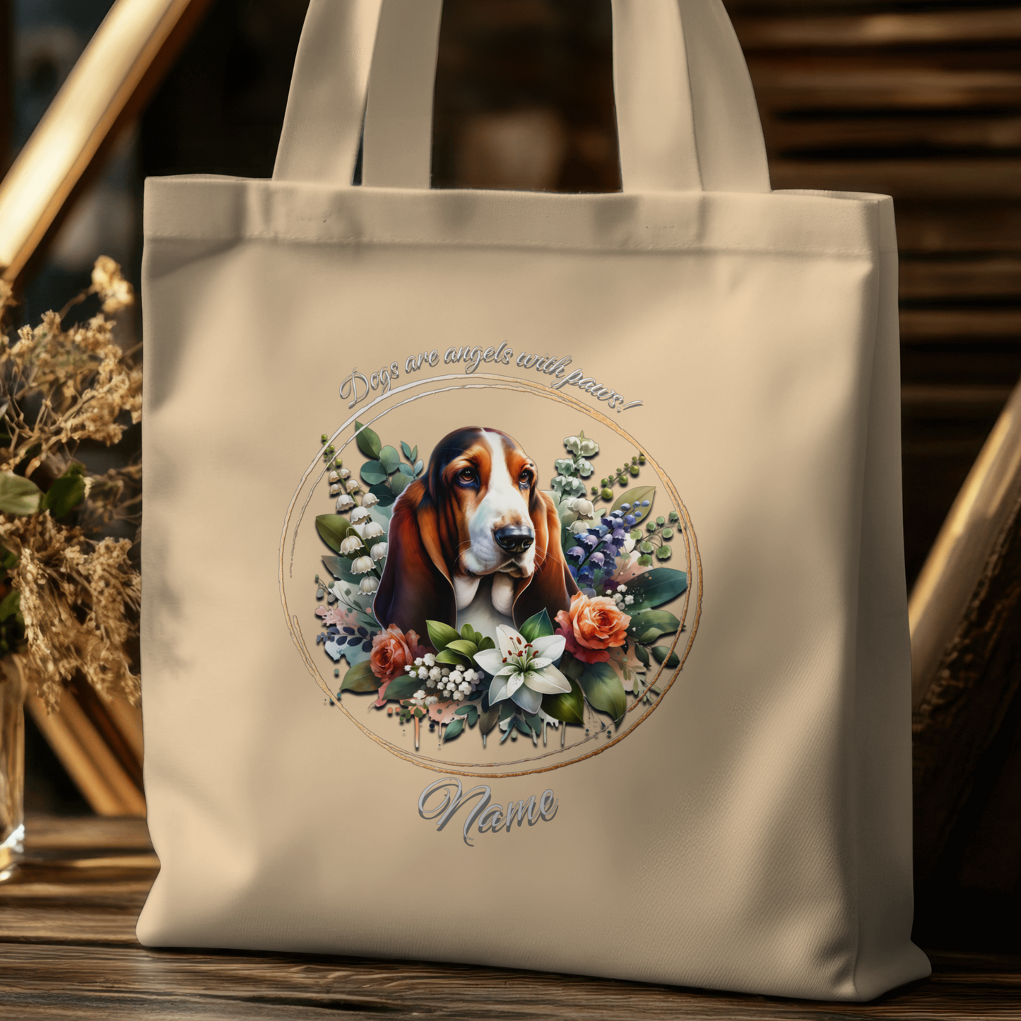 Personalized Basset Hound Eco Tote Bag