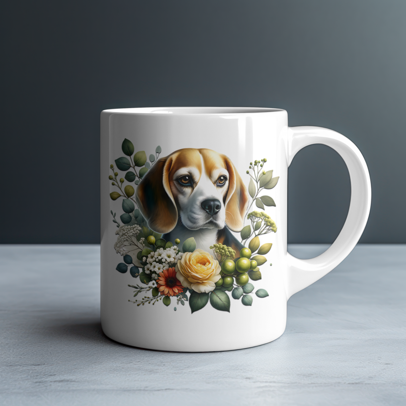 Personalized Beagle White glossy mug