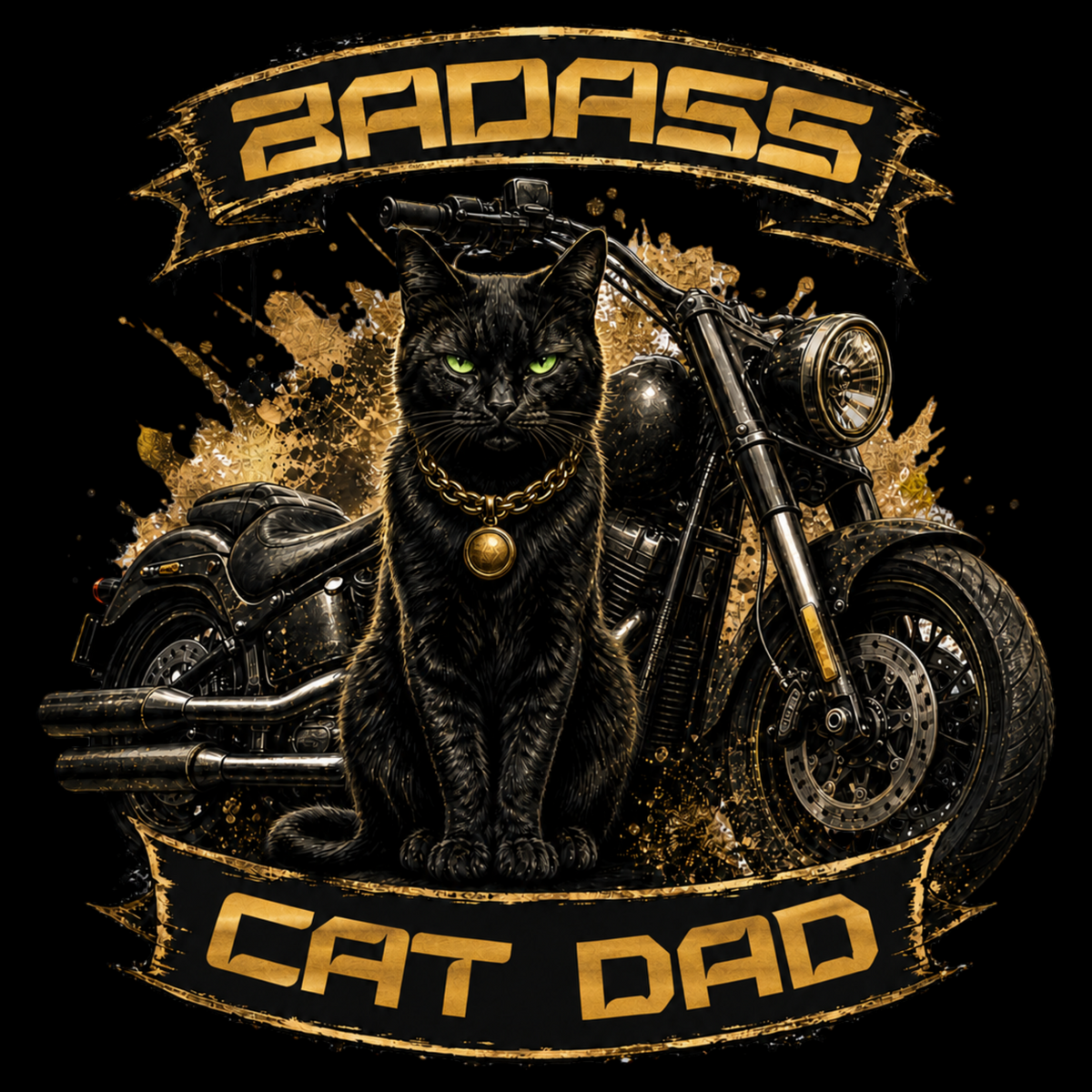Black Cat Badass Cat Dad Biker Classic Tee