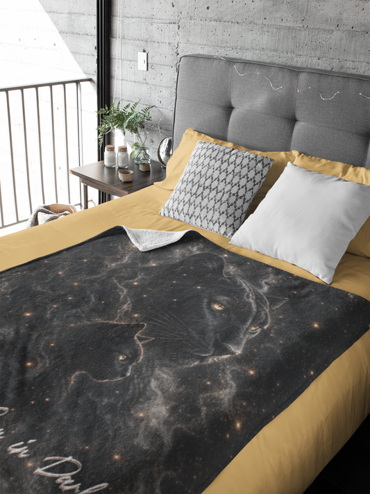 Find Strength Even in Darkness Black Cat & Panther Throw Blanket