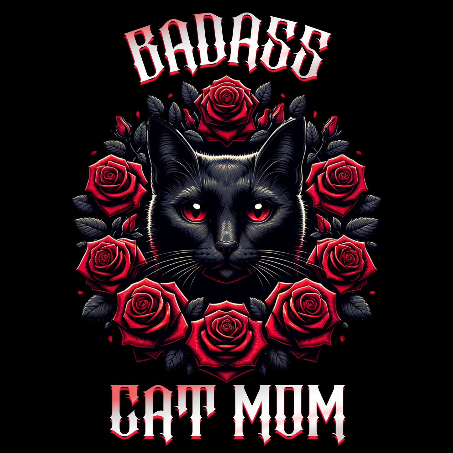 Red Eyed Black Cat Badass Cat Mom Classic Tee