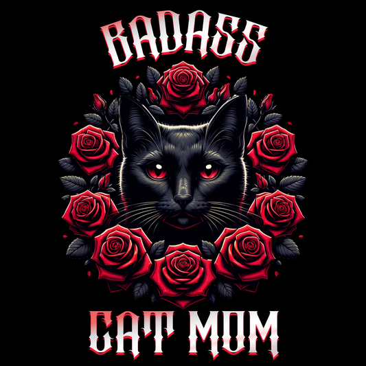 Red Eyed Black Cat Badass Cat Mom Classic Tee
