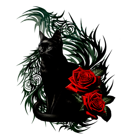 Black Cat and Roses Classic Tee
