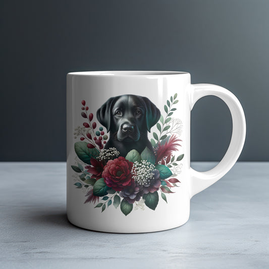 Black Labrador Personalized White Glossy Mug