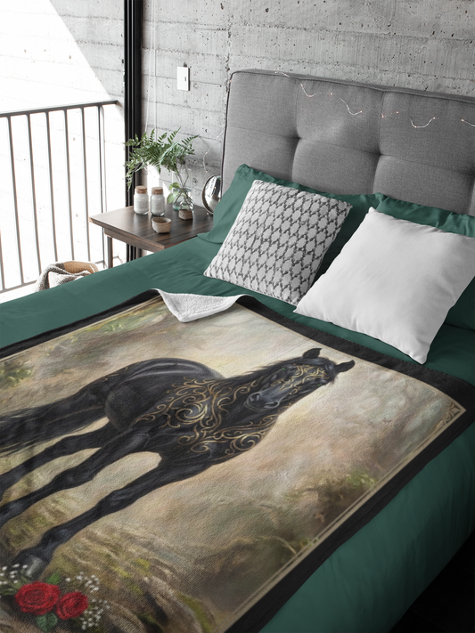 Personalized Black Tribal Horse 50"x60" Throw Blanket