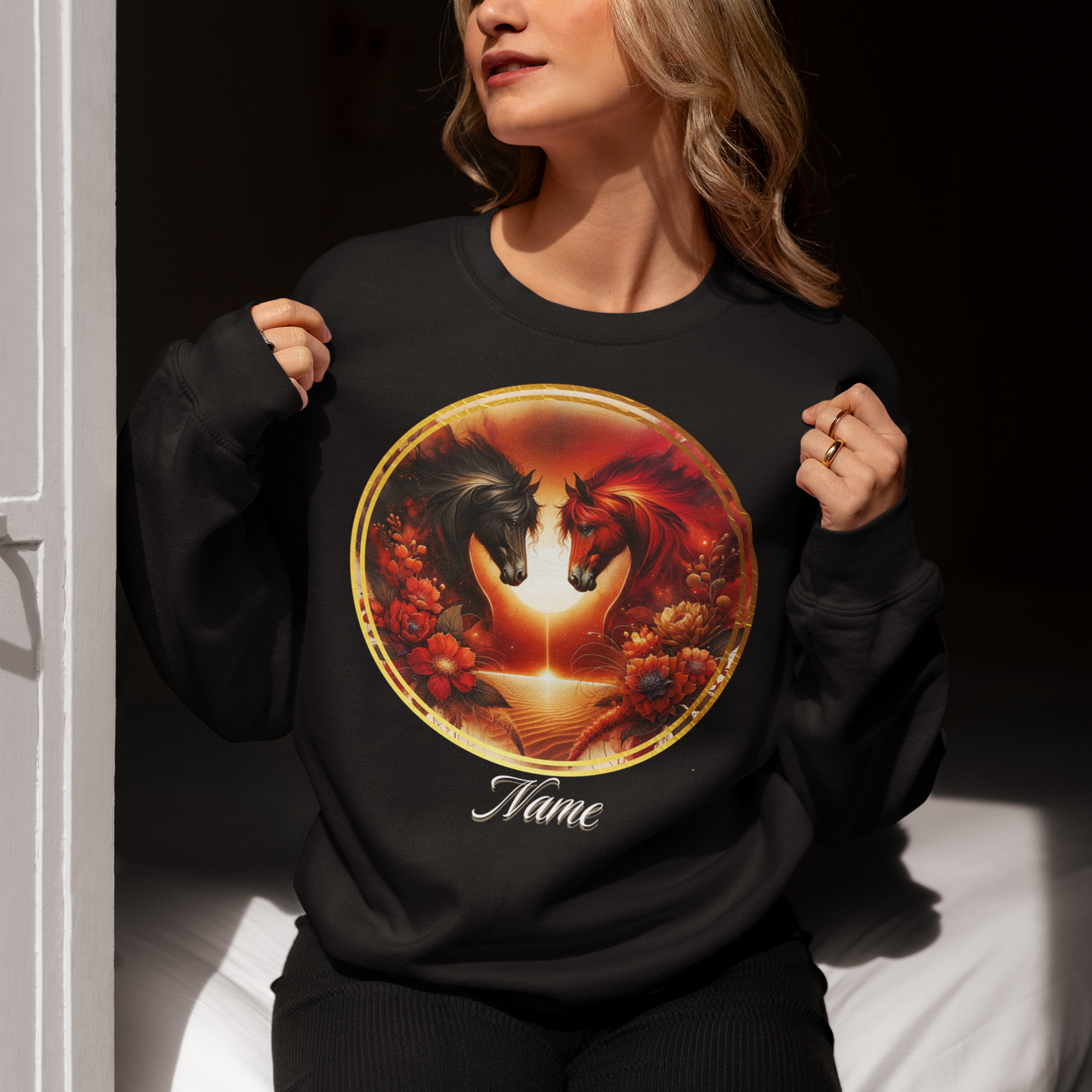 Black Horse and Red Horse Personalized Sweatshirt
