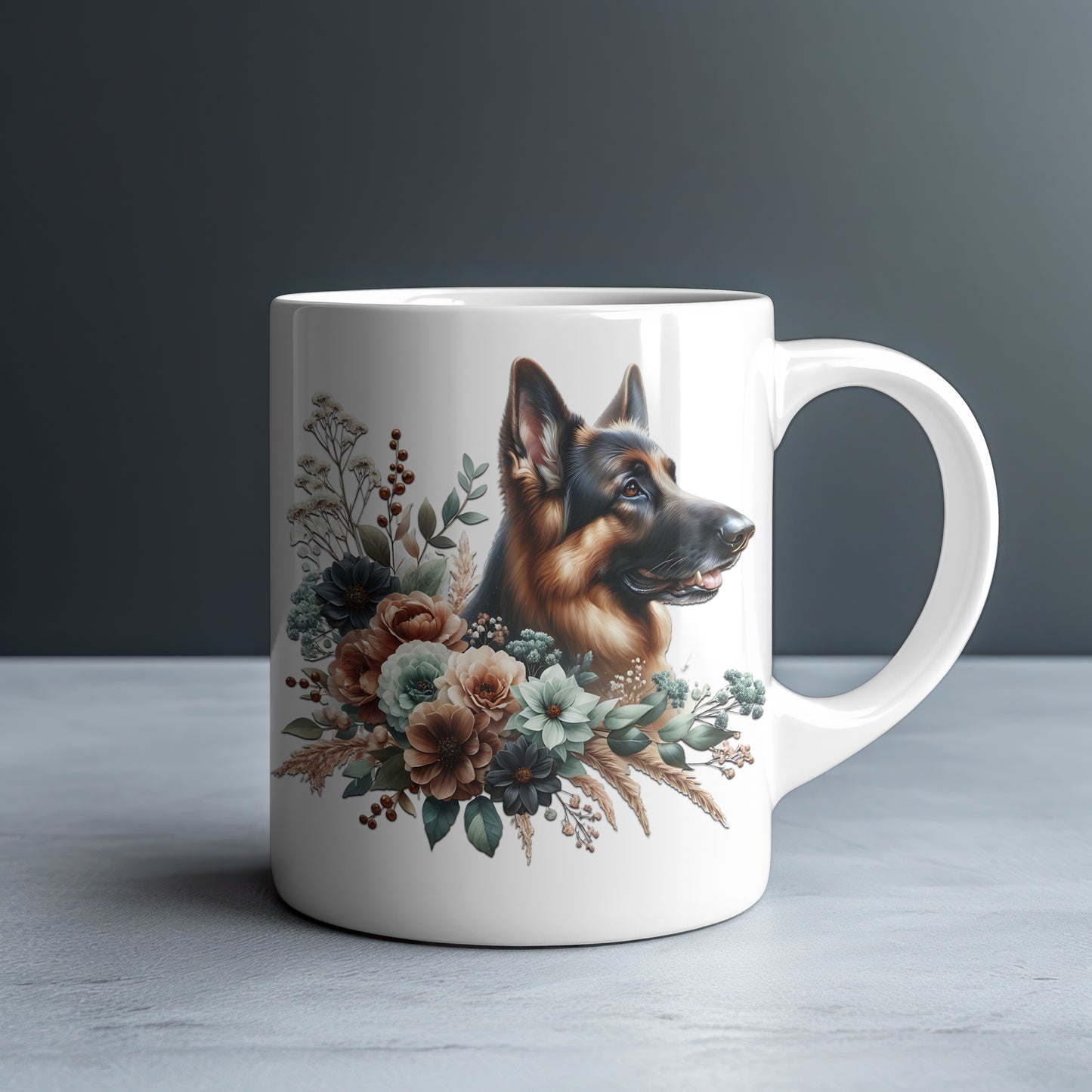 German Shepherd Personalized White Glossy Mug