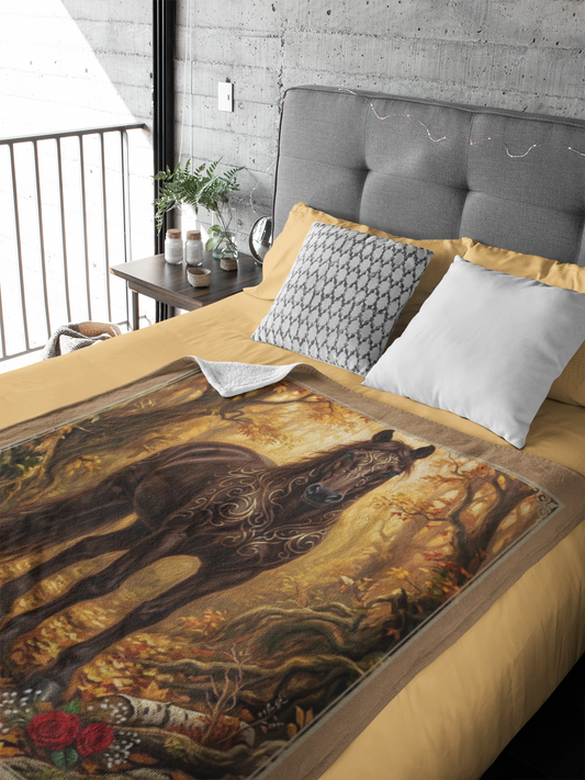 Personalized Autumn Brown Tribal Horse 50"x60" Throw Blanket