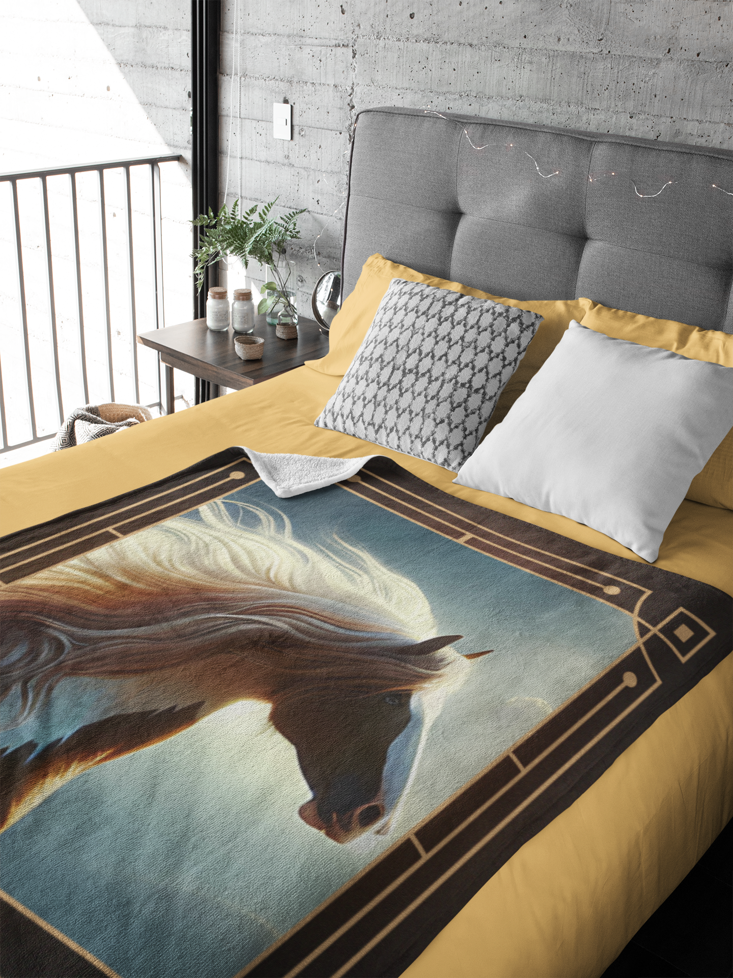 Personalized Brown and White Paint Horse Throw Blanket - 50"x60" Custom Name Blanket