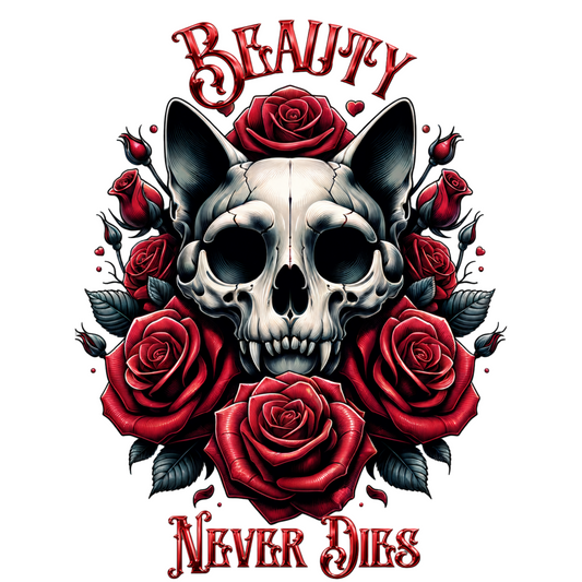 Gothic Cat Skull Beauty Never Dies Classic Tee