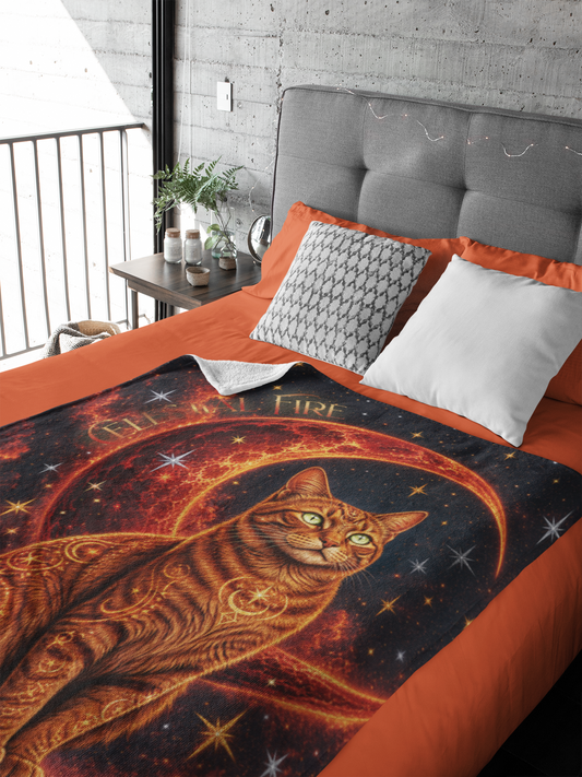 Celestial Fire Tabby Throw Blanket