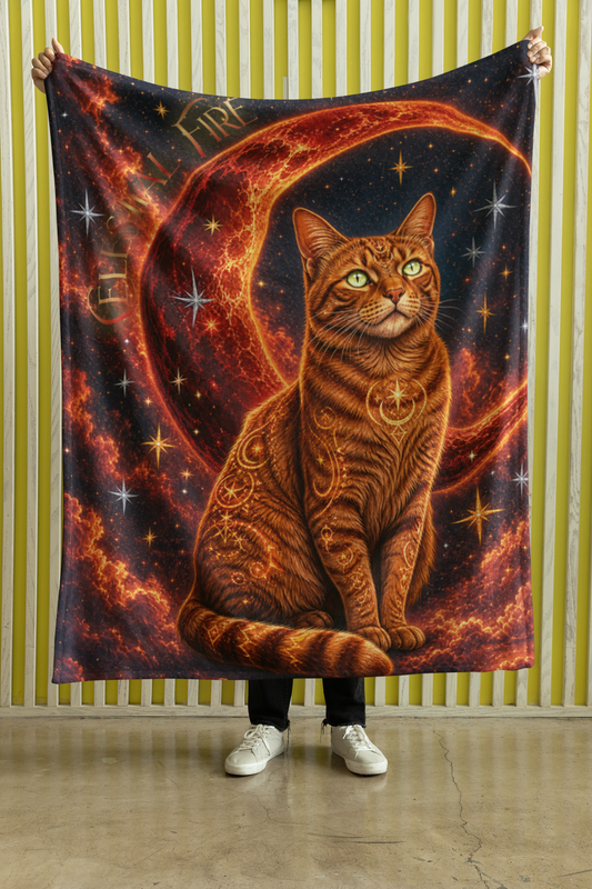 Celestial Fire Tabby Throw Blanket