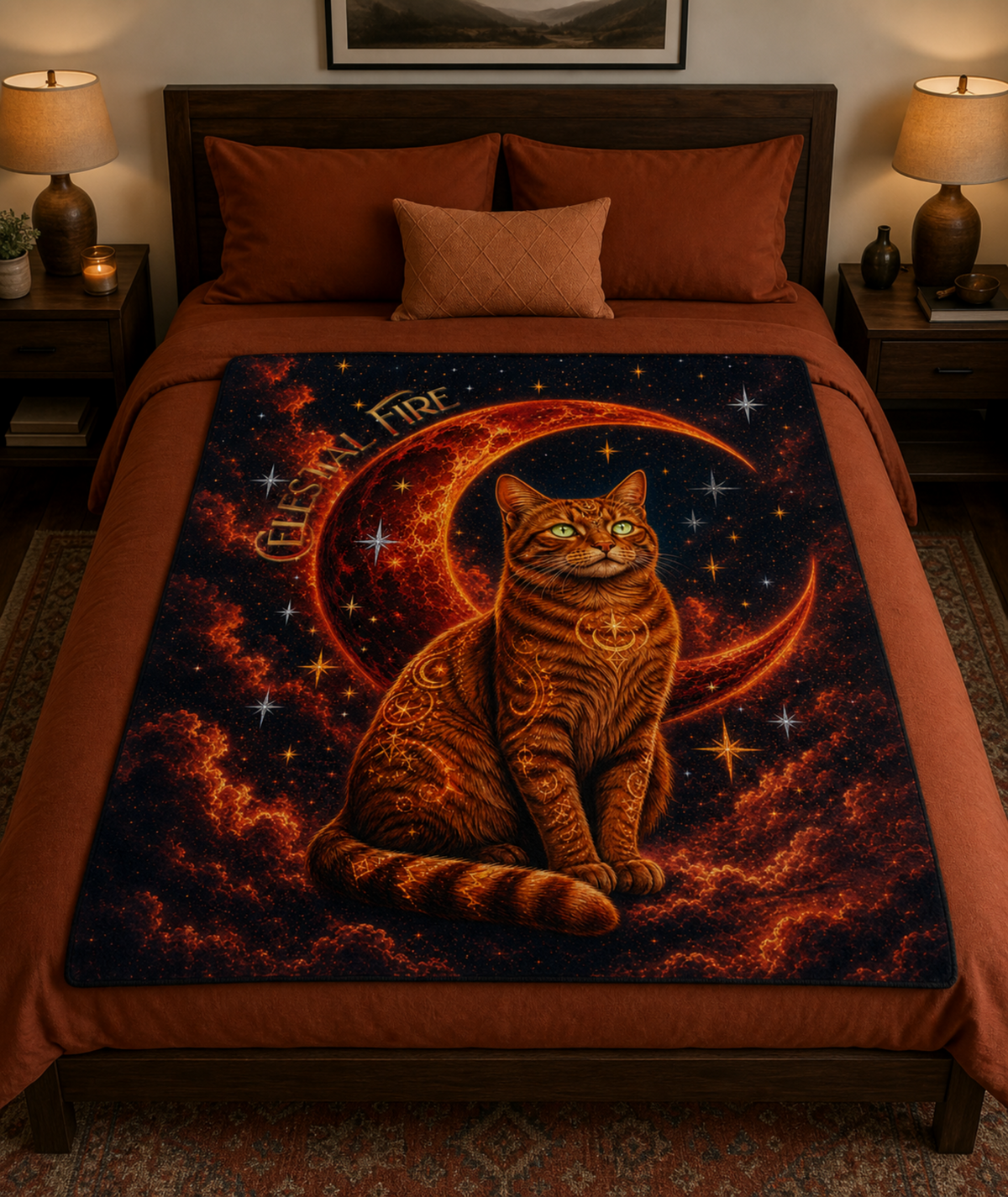 Celestial Fire Tabby Throw Blanket