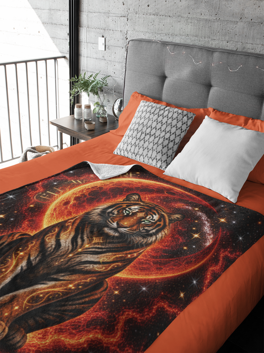 Celestial Fire Tiger Throw Blanket