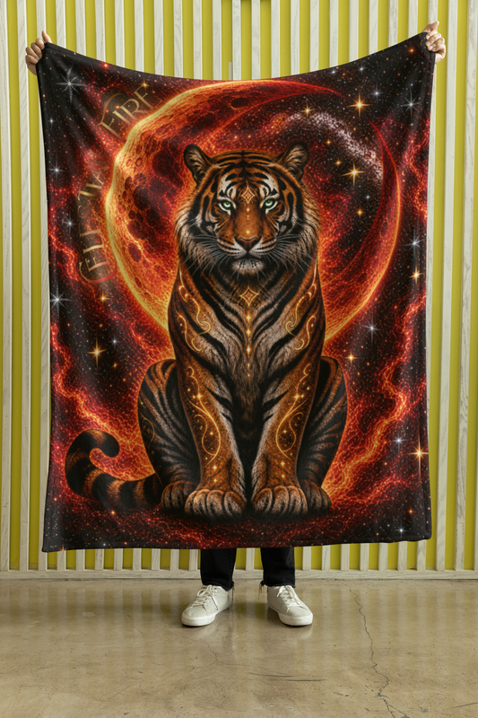 Celestial Fire Tiger Throw Blanket