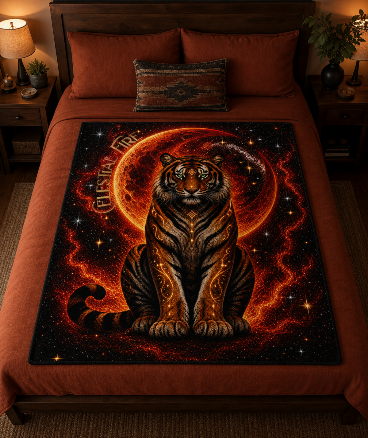 Celestial Fire Tiger Throw Blanket