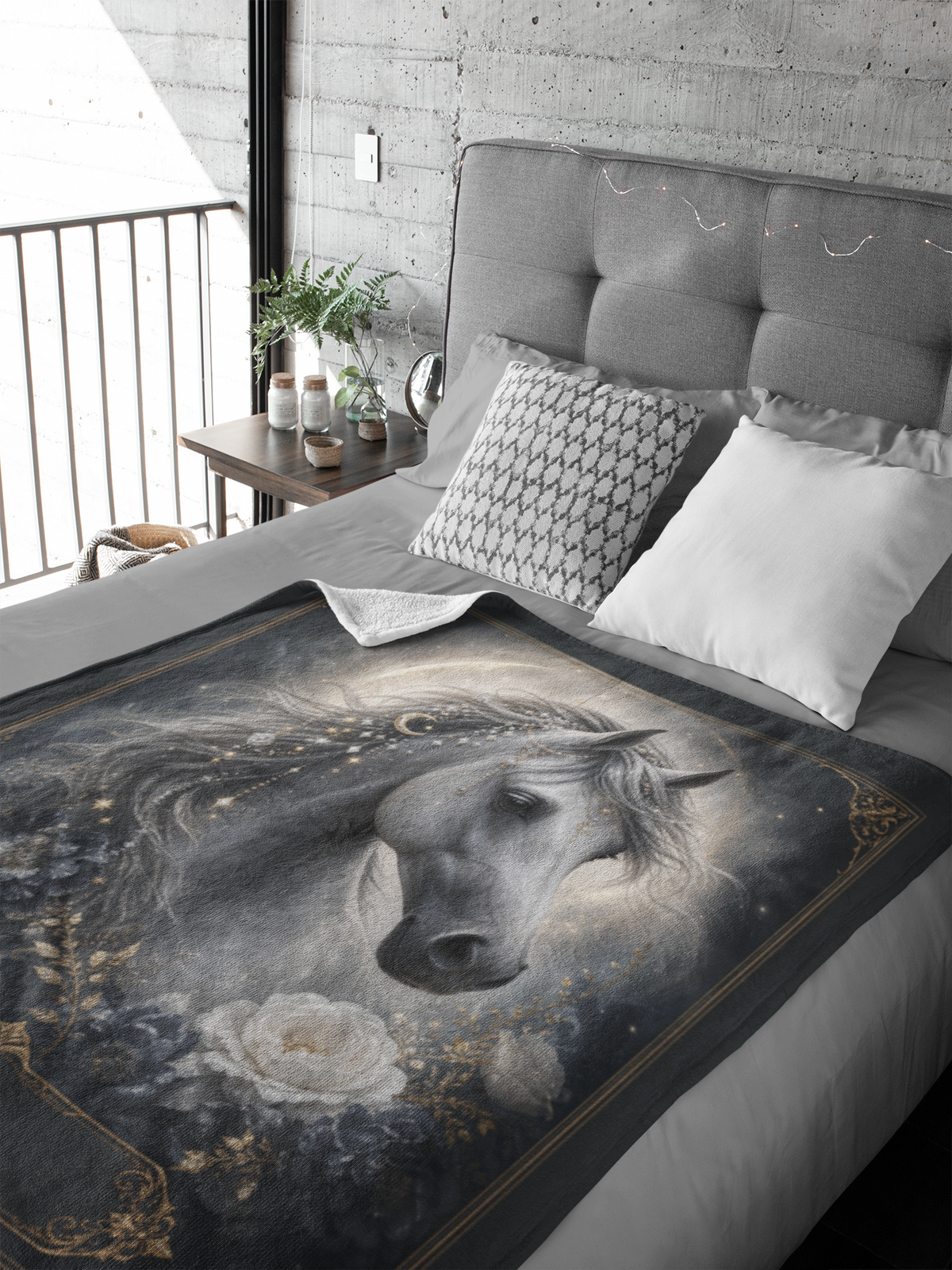 Personalized Celestial Grey Arabian Throw Blanket