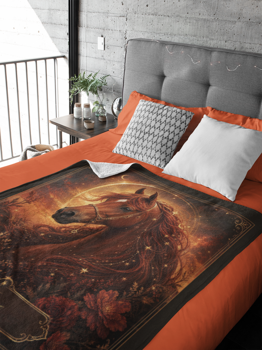 Personalized Celestial Chestnut Red Arabian Throw Blanket