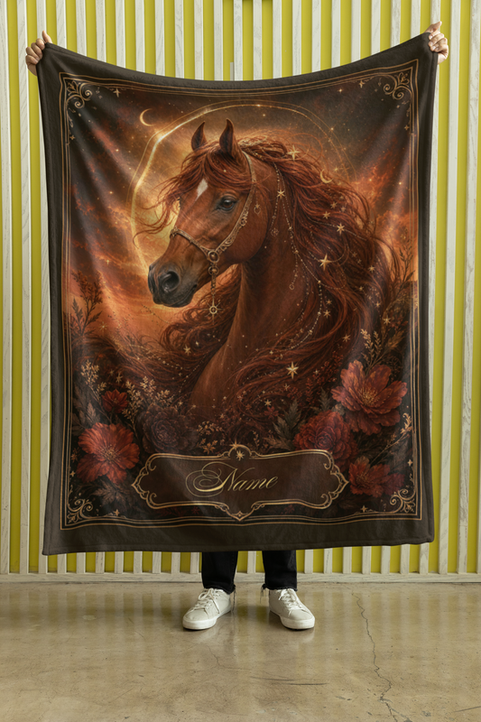 Personalized Celestial Chestnut Red Arabian Throw Blanket