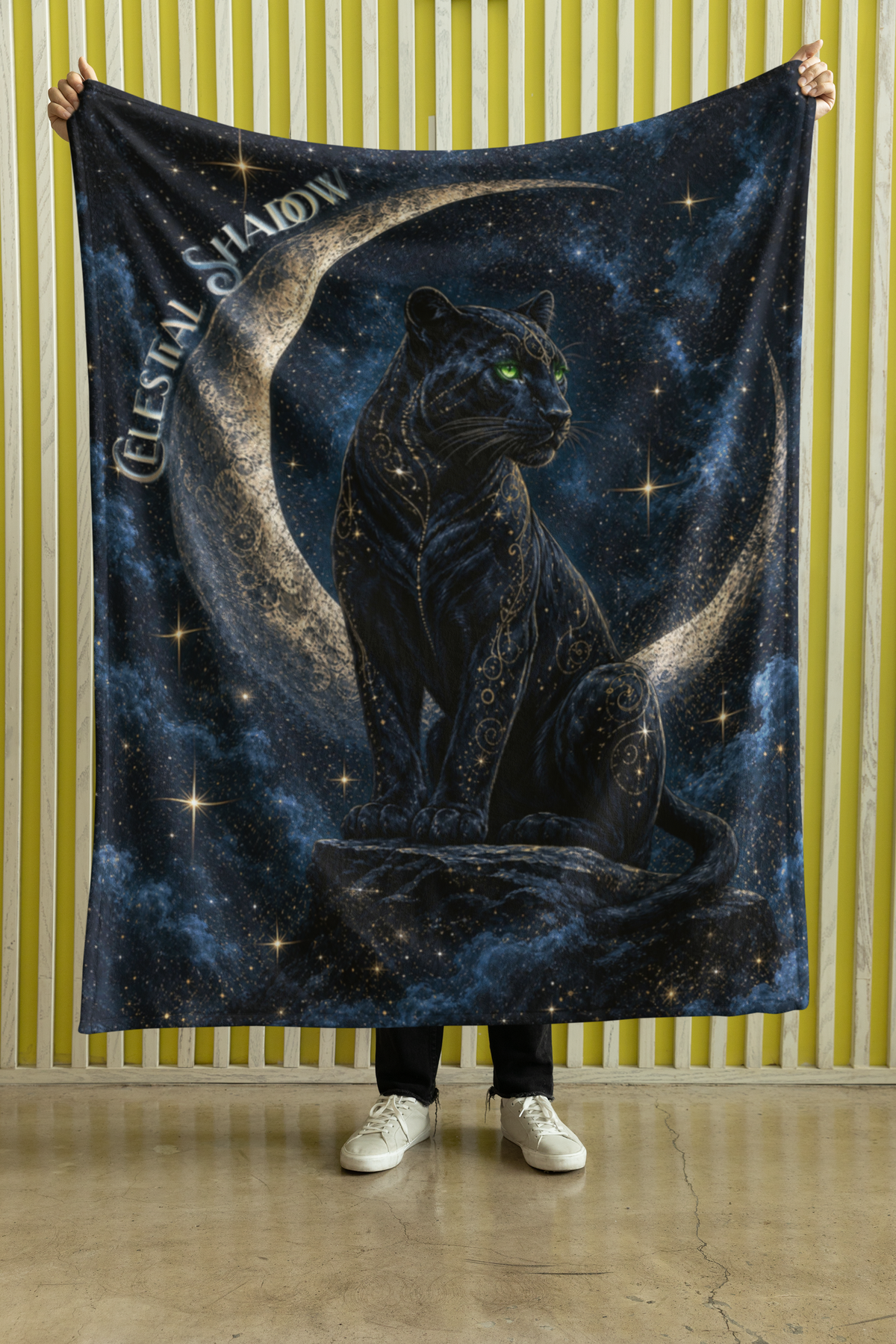 Celestial Shadow Black Panther Throw Blanket