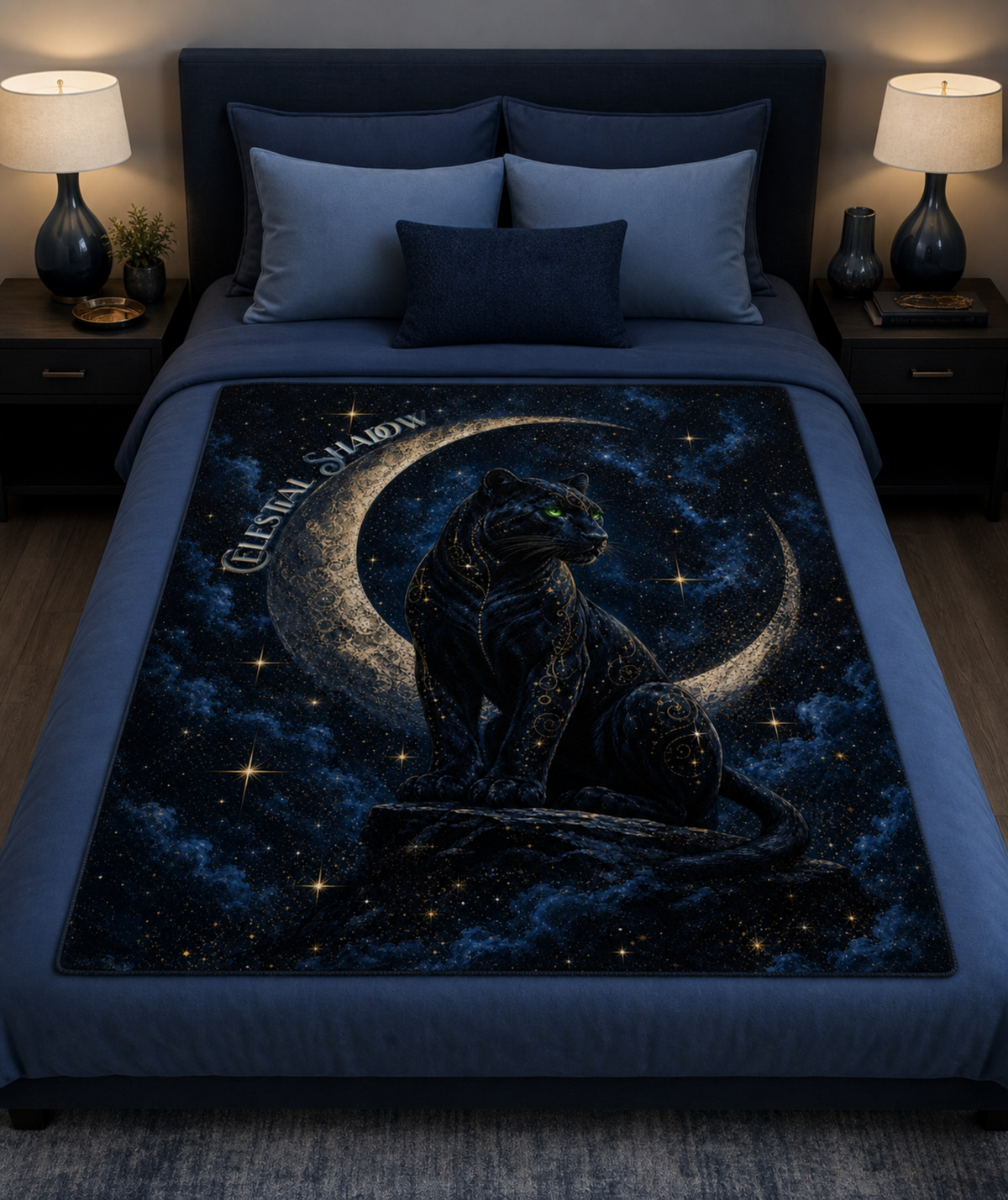 Celestial Shadow Black Panther Throw Blanket
