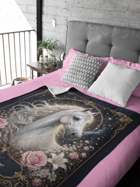 Personalized Celestial White Arabian Throw Blanket