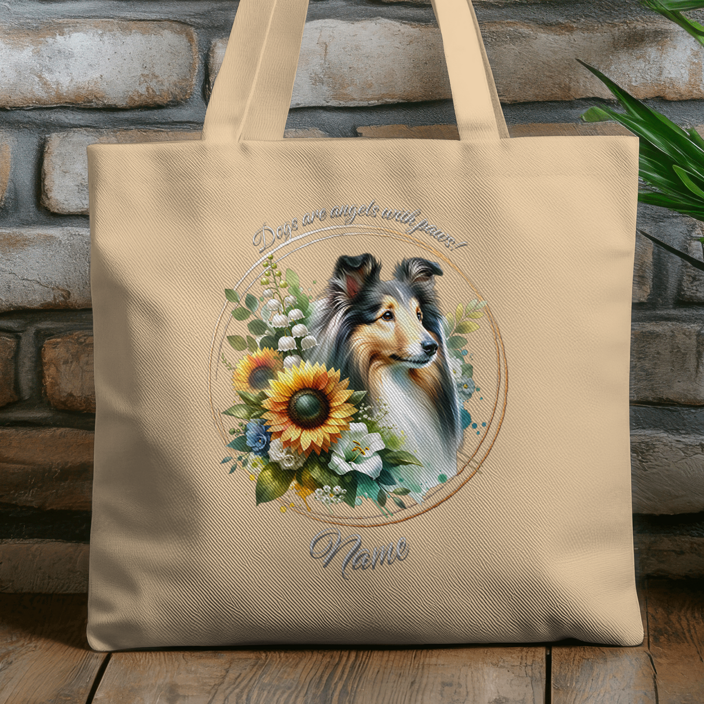 Personalized Collie Dog Eco Tote Bag