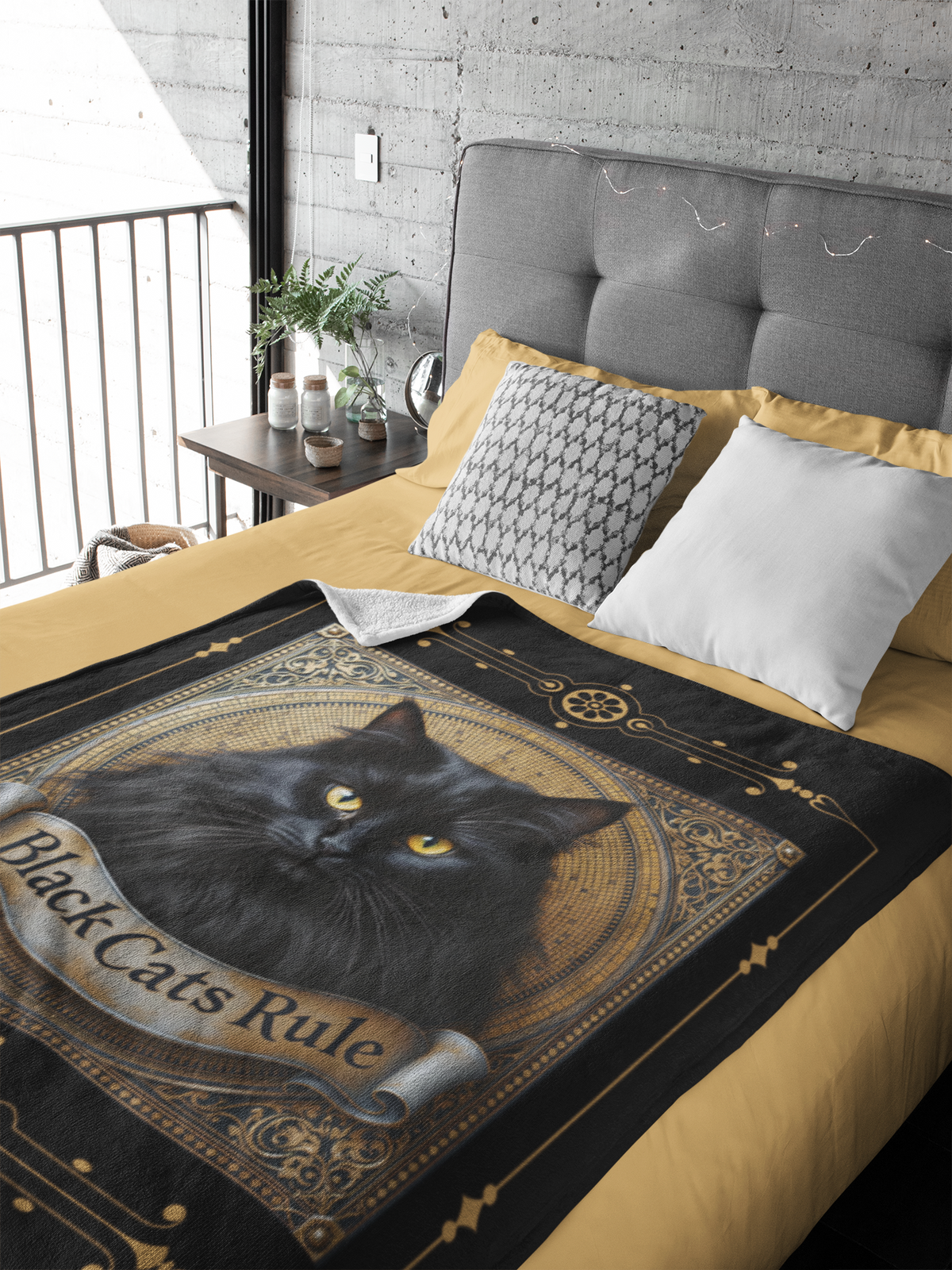 Fluffy Black Cat — Black Cats Rule Throw Blanket