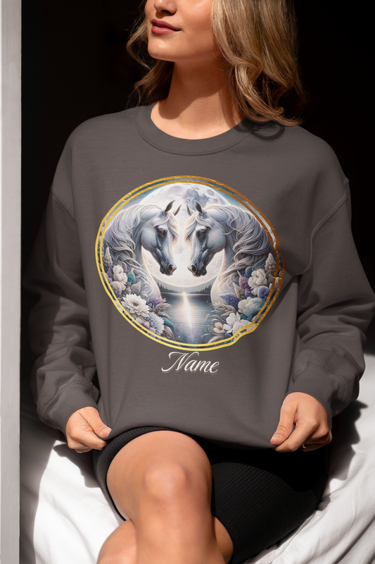 White Horses Full Moon Personalized Sweatshirt