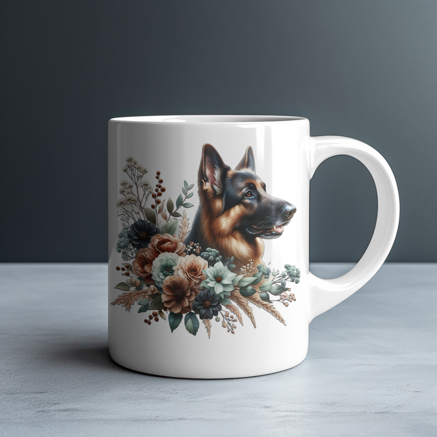 German Shepherd Personalized White glossy mug