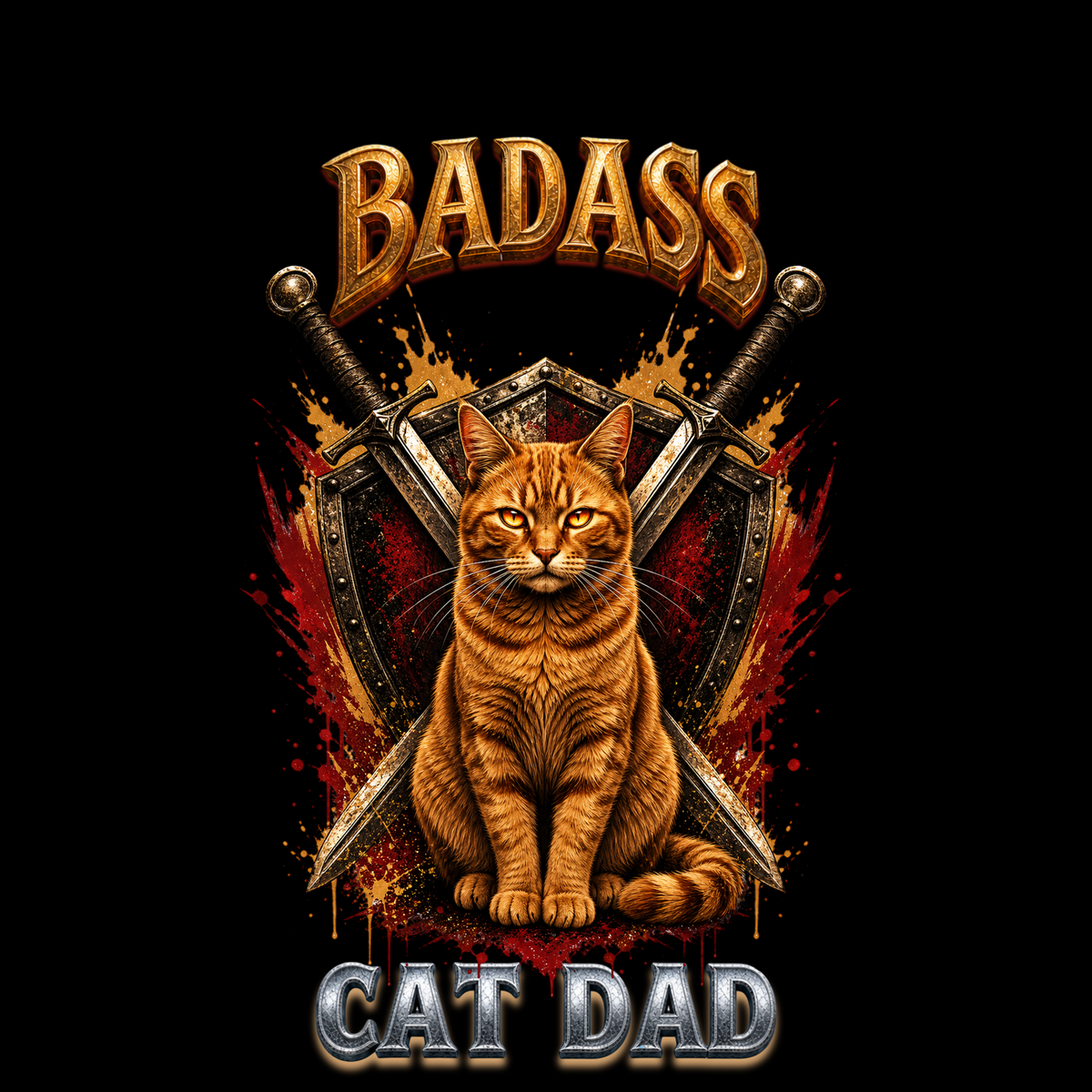 Ginger Tabby Badass Cat Dad Classic Tee